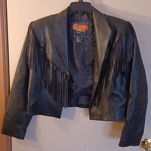 Cropped, Fringed Leather Jacket!